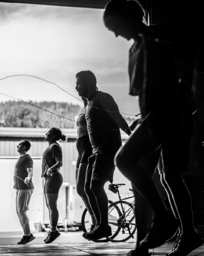 Athlete skipping rope at CrossFit Revelstoke gym